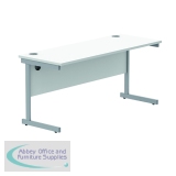 Polaris Rectangular Single Upright Cantilever Desk 1600x600x730mm Arctic White/Silver KF821800