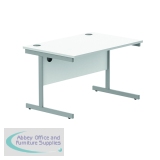 Polaris Rectangular Single Upright Cantilever Desk 1200x800x730mm Arctic White/Silver KF821810