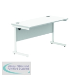 Polaris Rectangular Single Upright Cantilever Desk 1400x600x730mm Arctic White/Arctic White KF821850