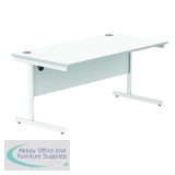 Polaris Rectangular Single Upright Cantilever Desk 1600x800x730mm Arctic White/White KF821890