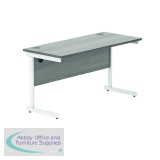 Polaris Rectangular Single Upright Cantilever Desk 1400x600x730mm Alaskan Grey Oak/White KF821970