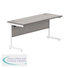 Polaris Rectangular Single Upright Cantilever Desk 1600x600x730mm Alaskan Grey Oak/White KF821980