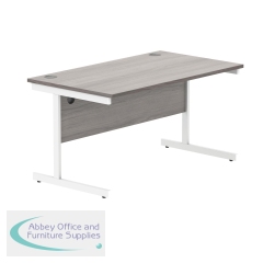 Polaris Rectangular Single Upright Cantilever Desk 1400x800x730mm Alaskan Grey Oak/White KF822000
