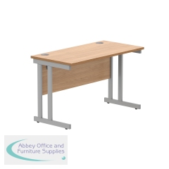 Polaris Rectangular Double Upright Cantilever Desk 1200x600x730mm Norwegian Beech/Silver KF822020