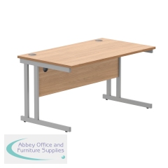 Polaris Rectangular Double Upright Cantilever Desk 1400x800x730mm Norwegian Beech/Silver KF822060