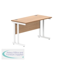Polaris Rectangular Double Upright Cantilever Desk 1200x600x730mm Norwegian Beech/White KF822100