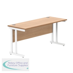 Polaris Rectangular Double Upright Cantilever Desk 1600x600x730mm Norwegian Beech/White KF822120