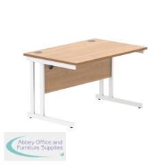 Polaris Rectangular Double Upright Cantilever Desk 1200x800x730mm Norwegian Beech/White KF822130
