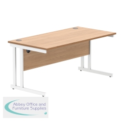Polaris Rectangular Double Upright Cantilever Desk 1600x800x730mm Norwegian Beech/White KF822150