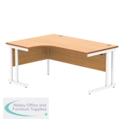 Polaris Left Hand Radial DU Cantilever Desk 1600x1200x730mm Norwegian Beech/White KF822160