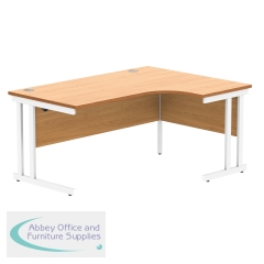 Polaris Right Hand Radial DU Cantilever Desk 1600x1200x730mm Norwegian Beech/White KF822170
