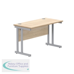 Polaris Rectangular Double Upright Cantilever Desk 1200x600x730mm Canadian Oak/Silver KF822180