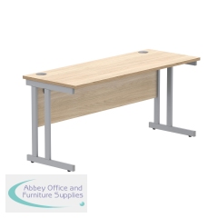 Polaris Rectangular Double Upright Cantilever Desk 1600x600x730mm Canadian Oak/Silver KF822200
