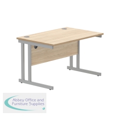 Polaris Rectangular Double Upright Cantilever Desk 1200x800x730mm Canadian Oak/Silver KF822210