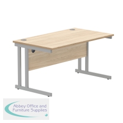 Polaris Rectangular Double Upright Cantilever Desk 1400x800x730mm Canadian Oak/Silver KF822220