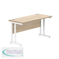 Polaris Rectangular Double Upright Cantilever Desk 1400x600x730mm Canadian Oak/White KF822270