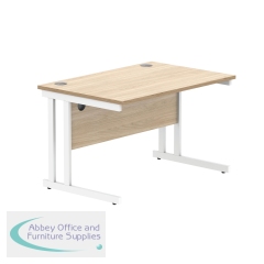 Polaris Rectangular Double Upright Cantilever Desk 1200x800x730mm Canadian Oak/White KF822290