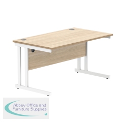 Polaris Rectangular Double Upright Cantilever Desk 1400x800x730mm Canadian Oak/White KF822300