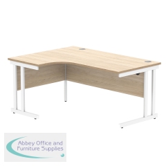 Polaris Left Hand Radial Double Upright Cantilever Desk 1600x1200x730mm Canadian Oak/White KF822320