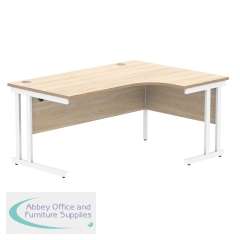 Polaris Right Hand Radial Double Upright Cantilever Desk 1600x1200x730mm Canadian Oak/White KF822330