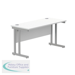 Polaris Rectangular Double Upright Cantilever Desk 1400x600x730mm Arctic White/Silver KF822350