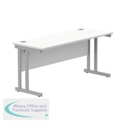 Polaris Rectangular Double Upright Cantilever Desk 1600x600x730mm Arctic White/Silver KF822360