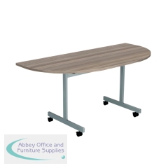 Jemini D-End Tilt Table 1400x700x720mm Grey Oak/Silver KF822431