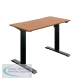 Okoform Single Motor Sit/Stand Heated Desk 1200x600x734-1234mm Nova Oak/Black KF822582