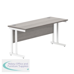 Polaris Rectangular Double Upright Cantilever Desk 1600x600x730mm Alaskan Grey Oak/White KF822600