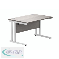 Polaris Rectangular Double Upright Cantilever Desk 1200x800x730mm Alaskan Grey Oak/White KF822610