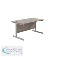 Jemini Single Upright Rectangular Desk 1200x800x730mm Grey Oak/Silver KF822631