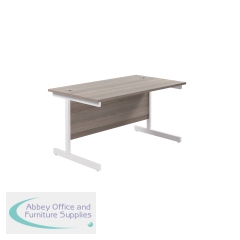 Jemini Single Upright Rectangular Desk 1200x800x730mm Grey Oak/White KF822641