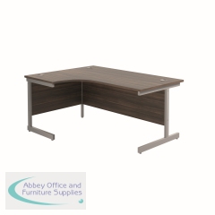 Jemini Radial Left Hand Desk 1600x800-1200x730mm Grey Oak/Silver 600mm Desk High Pedestal KF822671