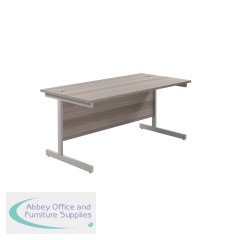 Jemini Single Upright Rectangular Desk 1600x800x730mm Grey Oak/Silver KF822731