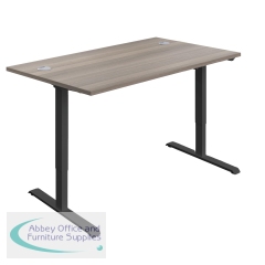 Jemini Economy Single Motor Sit/Stand Desk 1200x800x735-1235mm Grey Oak/Black KF822781