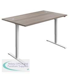 Jemini Economy Single Motor Sit/Stand Desk 1200x800x735-1235mm Grey Oak/White KF822791