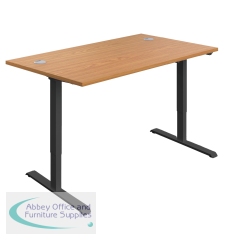 Jemini Economy Single Motor Sit/Stand Desk 1200x800x735-1235mm Nova Oak/Black KF822821