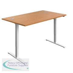 Jemini Economy Single Motor Sit/Stand Desk 1200x800x735-1235mm Nova Oak/White KF822831