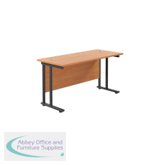 Jemini Rectangular Double Upright Cantilever Desk 1200x600x730mm Beech/Black KF822936