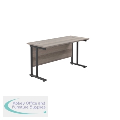 Jemini Rectangular Double Upright Cantilever Desk 1200x600x730mm Grey Oak/Black KF822967