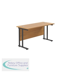 Jemini Rectangular Double Upright Cantilever Desk 1200x600x730mm Nova Oak/Black KF822981