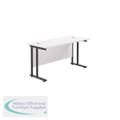 Jemini Rectangular Double Upright Cantilever Desk 1200x600x730mm White/Black KF822998