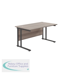 Jemini Rectangular Double Upright Cantilever Desk 1200x800x730mm Grey Oak/Black KF823032
