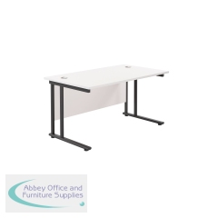 Jemini Rectangular Double Upright Cantilever Desk 1200x800x730mm White/Black KF823063