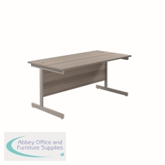 Jemini Single Upright Rectangular Desk 1600x800mm Grey Oak/Silver with 3 Drawer Pedestal KF823261