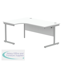 Astin Radial Left Hand SU Cantilever Desk 1600x1200x730mm Arctic White/Silver KF824169