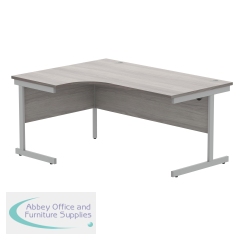 Astin Radial Left Hand SU Cantilever Desk 1600x1200x730mm Alaskan Grey Oak/Silver KF824206
