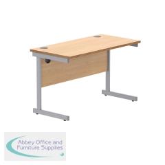 Astin Rectangular Single Upright Cantilever Desk 1200x600x730mm Norwegian Beech/Silver KF824244