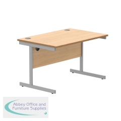 Astin Rectangular Single Upright Cantilever Desk 1200x800x730mm Norwegian Beech/Silver KF824275