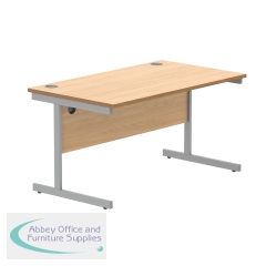 Astin Rectangular Single Upright Cantilever Desk 1400x800x730mm Norwegian Beech/Silver KF824282